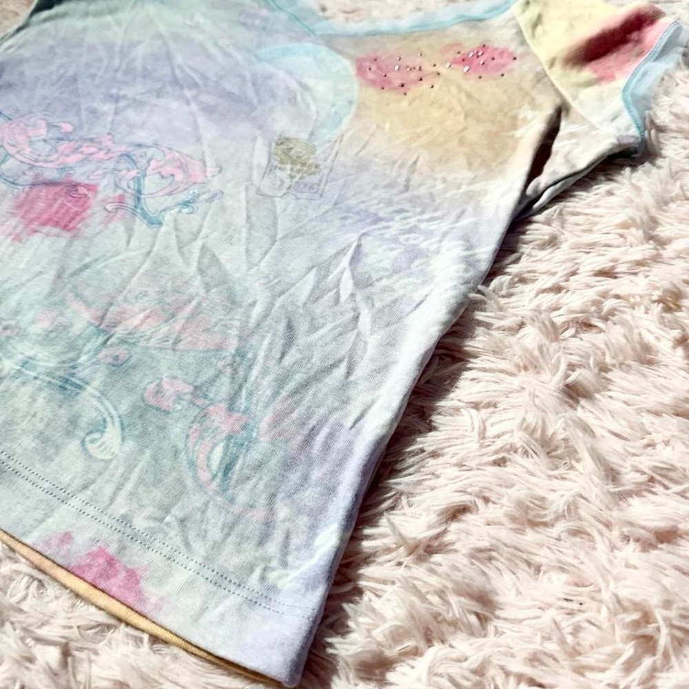 Watercolor Abstract Whimsical Fairy Artistic Colorful Y2K Vintage Top Womens S - Picture 4 of 7
